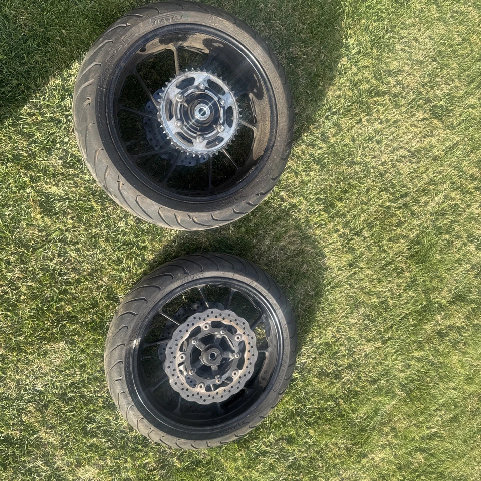 2015 - 2017 YAMAHA FZ07 OEM Black Front Rear Rim Wheel Wheels Rotors Straight - Image 1 of 4