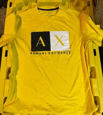 Armani Exchange Men’s XS Yellow Graphic Tee Short Sleeve Casual Top - Image 1 of 4