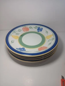 Set Of 4 Gibson Everyday China Fruit Pattern Dinner Plates 11" - Picture 1 of 13