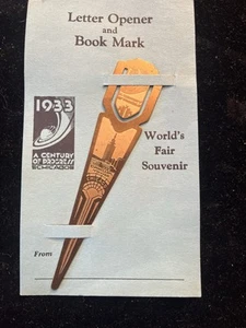 A CENTURY OF PROGRESS 1933 CHICAGO WORLDS FAIR BRASS LETTER OPENER & MARK (2B) - Picture 1 of 2