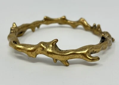 Lucky Brand Brutalist 黄铜手链手镯分支荆棘 — 第 1/4 张图片