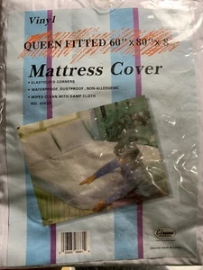 Elrene Queen Fitted Vinyl Mattress Cover 60x80x8” Water/Dustproof Elastic Edges - Picture 1 of 2