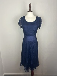 Tiffany Rose Maternity Gown Dress Knee Length UK Size 3 AU 12-14 Navy Blue Lined - Picture 1 of 11