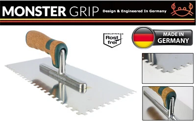 MonsterGrip Professional Notched Stainless Steel Trowel 8 mm Cork Handle Only