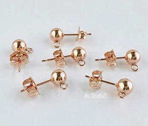 6pcs 3mm Ball Earring Post 14k Rose Gold Filled with butterfly backing E28rg - Picture 1 of 1