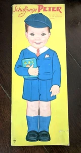Vintage German Paper Doll Clothes and Doll - SchulJunge Peter XL 16" - Picture 1 of 6
