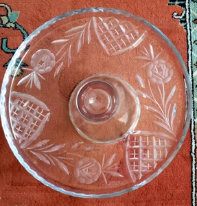 Antique ABP American Brilliant "Flower Period" Cut Crystal Glass Cake Stand, c. - Picture 1 of 9