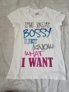 Joe Boxer Junior's Size L I'm Not Bossy White Cotton T-shirt N3#69 - Picture 1 of 3