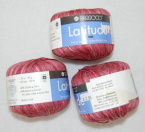 Same Dye Lot of 3, 48% Cotton & 48% Rayon, #4 Med, Berroco Latitude Yarn, Pink - Picture 1 of 6