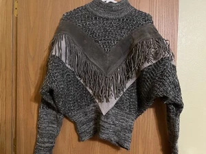 Pioneer Wear Damen M Wildleder Fransenpullover Pullover Westernbekleidung grau - Bild 1 von 9