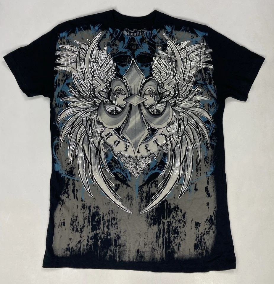 Konflic Royalty Graphic T-shirt Men Large Black Short Sleeve AOP Y2K - Image 1 of 4