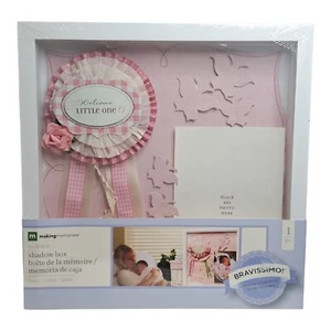 Bravissimo! Making Memories Shadow Box Baby Girl Pink & White Newborn Room Decor - Picture 1 of 14