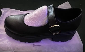 Mary Jane Top Moda Black Strap Shoes With Buckle 7.5 Platform Shoes - Picture 1 of 6