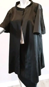 LILLI DIAMOND ORIGINAL-Black Satin Swing Coat Evening Bell Sleeves VTG 50s - Picture 1 of 10
