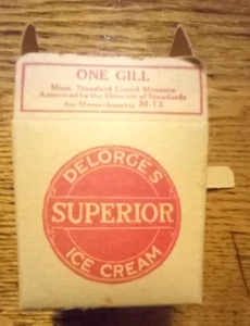 Delorge's Superior Ice Cream Container ONE GILL SIZE - Picture 1 of 7