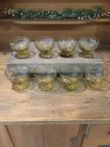 8 vasos de vidrio arrugado ámbar topacio Morgantown de 2 3/4" de alto Sherbert/champán - Imagen 1 de 8