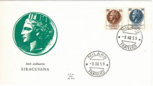 1959 FDC Wing Italy Syracuse Non Viaggiata MF132104 - Picture 1 of 1