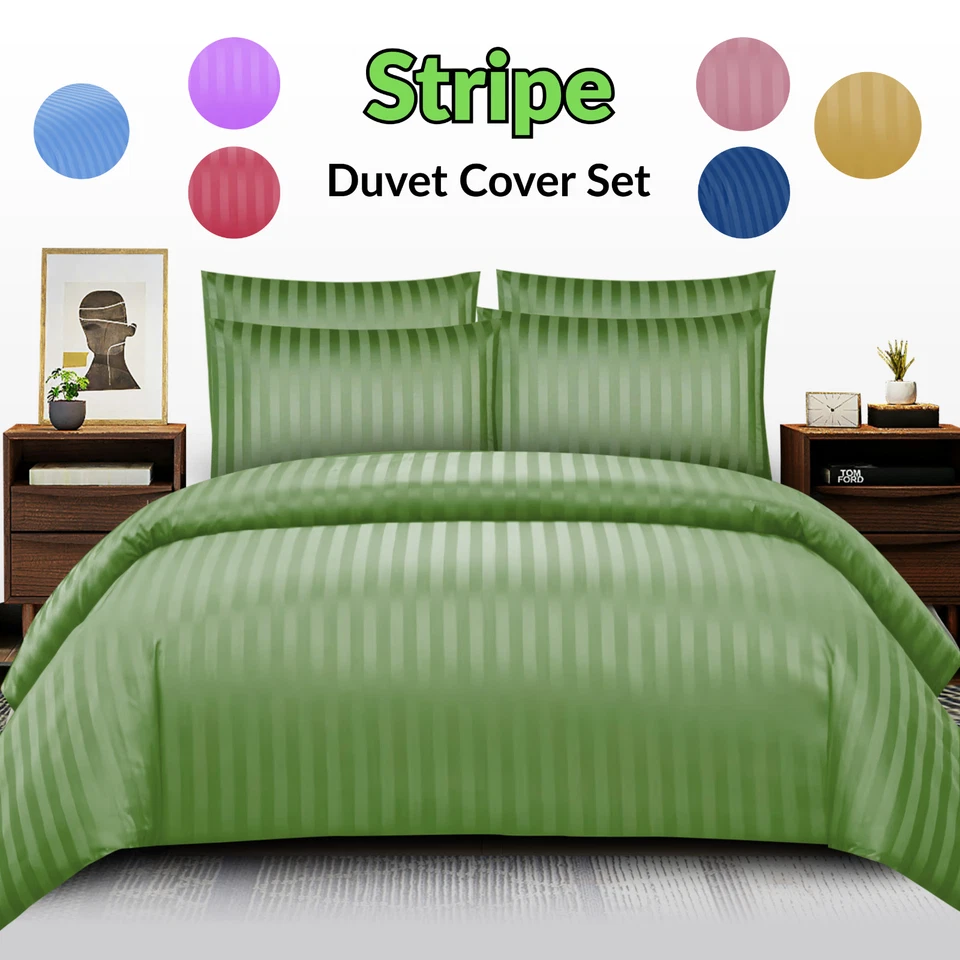 HAMPSHIRE BEDDING Stripes Duvet Cover Set Double Luxury Microfiber Duvet Quilt Bedding Set King