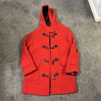 Brooks Brothers Duffle Coat Red Horn Toggle Wool Jacket Sz Small Buffalo Plaid - Image 1 of 4