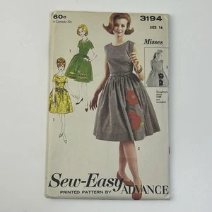 Dress Size 16 Vintage 60s Uncut Pattern Advance Sew-Easy Mother Daughter Dress - Afbeelding 1 van 2