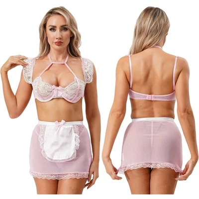 Sujetador halter floral de encaje manga acampanada con moño para mujer con cintura elástica Foto 1 de 2