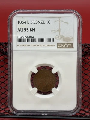 1864 Indian Head Cent AU55 L On Ribbon - Image 1 of 2