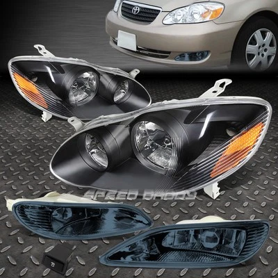 FARO CARCASA NEGRO + LUZ LATERAL ÁMBAR + FARO ANTINIEBLA AHUMADO PARA 03-08 COROLLA E120 Foto 1 de 4