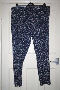 SIZE XL FITS 22/24 MARKS & SPENCER NAVY PRINT STRETCHY COTTON PYJAMA PANTS - Imagen 1 de 3