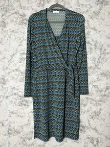  Calvin Klein Women's Blue Patterned STRETCH Dress SIZE 6  - Picture 1 of 6