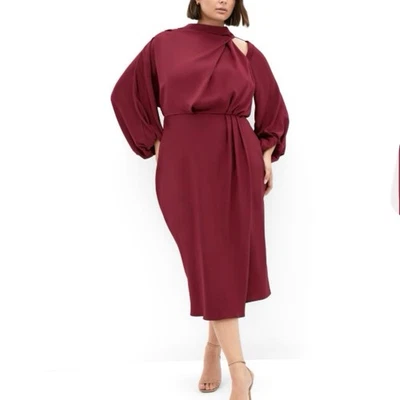 City Chic Womens Plus Sz 20 Jaylee Dress Burgundy Maroon NWT Formal Faux Wrap - Image 1 of 4
