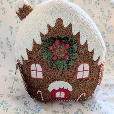 Almohada de casa de pan de jengibre y cachemir NUEVO iluminar vacaciones de Navidad Foto 1 de 4