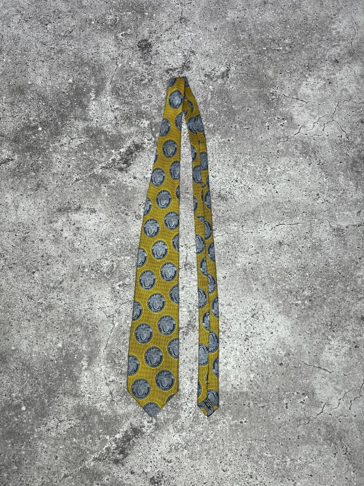 Corbata de seda vintage Gianni Versace años 90 Medusa gris dorado Italia Foto 1 de 4