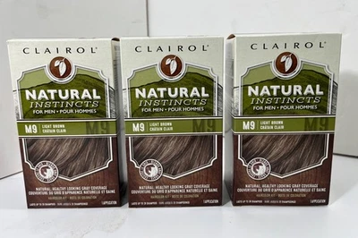 3x Clairol Natural Instincts Men Semi-Permanent Hair Dye, M9 Light Brown- NEW 🔥 - Image 1 of 4