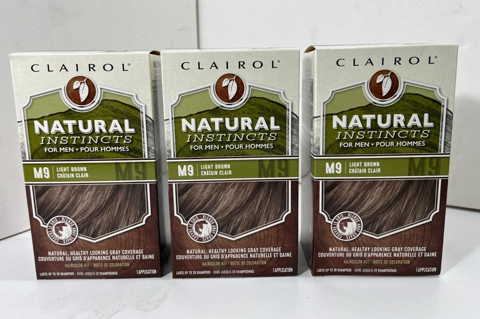 3x Clairol Natural Instincts Men Tinte de Cabello Semipermanente, M9 Marrón Claro - NUEVO 🔥 Foto 1 de 4