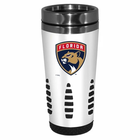Florida Panthers Hockey Metal Stainless Hot Cold Beverage Tumbler WHT Cover