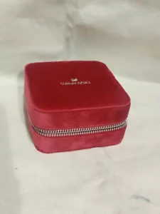 Swarovski Red Travel Jewelry Box Velvet Organizer With Zipper Pull - Picture 1 of 8