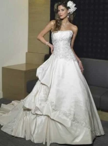 Maggie Sottero Veronica A3009 Wedding Dress Sz 10 Cream Ivory Strap Or Strapless - Picture 1 of 8