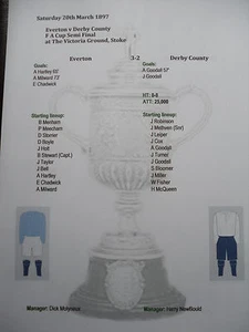 1896-97 FA Cup semifinale Everton v Derby County foglio fiammifero - Foto 1 di 1