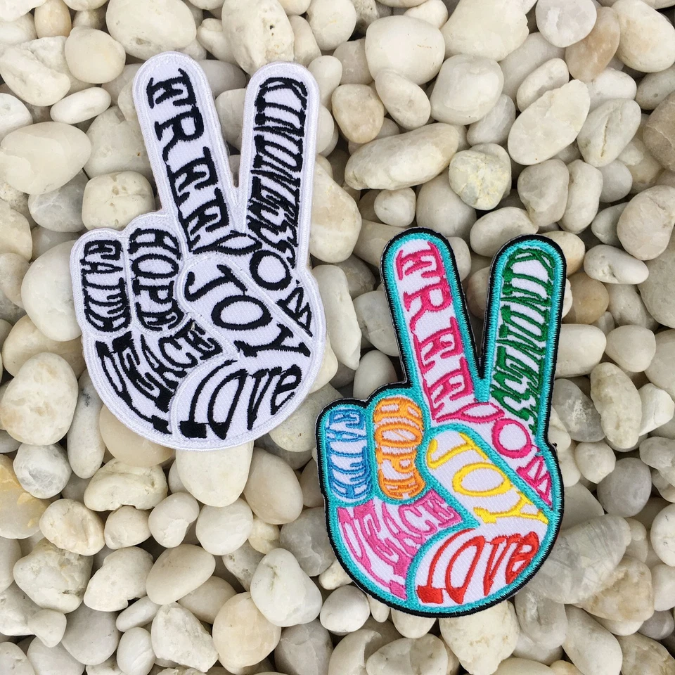 2X Peace Sign Patches Freedom Joy Love Unique Cool Embroidered Iron on Sew Patch - Image 1 of 1