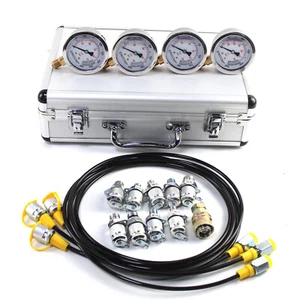 SINOCMP 4 Gauges 10 Connectors Hydraulic Pressure Test Kit for Caterpillar CASE - Picture 1 of 11