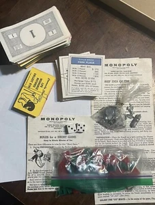 Vintage! Monopoly Game Pieces Tokens Cards Money Instructions 1961 Edition  - Picture 1 of 5