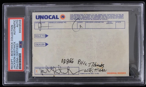 1975 Captain Marvel Jackson Bostwick Signed Unocal Receipt (PSA/DNA Slabbed) Cover