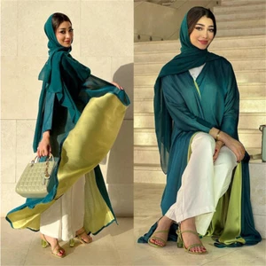 Dubai Mujeres Musulmanas Cárdigan Abierto Islámico Vestidos Largos Abaya Kaftán Abaya - Imagen 1 de 23