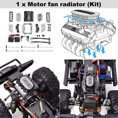 V8 Motor Engine Hood Fan Radiator Parts for 1/10 TRAXXA TRX4 TRX6 SCX10 RC Car - Image 1 of 4
