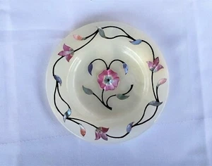 ONYX MARBLE PLATE WITH MOTHER OF PEARL FLORAL INLAY 15CM - Picture 1 of 7
