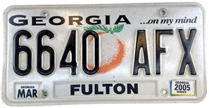 Vintage Georgia 2005 Fulton County Auto License Plate Garage Man Cave Wall Decor - Picture 1 of 2