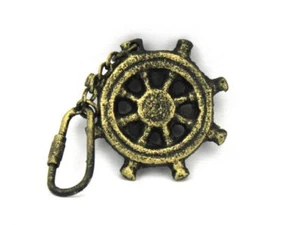 Antik Gold Gusseisen Schiffsrad Schlüsselanhänger 5" SCHNELL AUS USA - Bild 1 von 1