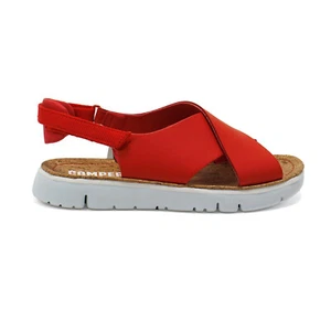 Women Camper Oruga Leather Criss Cross Slingback Sandals - Red Leather - Picture 1 of 5