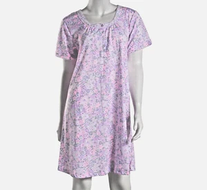 Nwt $50 Carole Hochman PURPLE/PINK Floral Short Sleeve Nightshirt Nightgown 2X - Picture 1 of 6