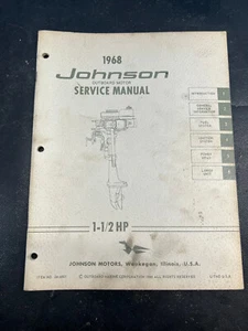 1968 Johnson 1 1/2 HP Outboard Motor Orginial Shop Service Repair Manual - Imagen 1 de 2